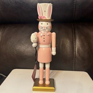 Pink Bunny Nutcracker Figurine